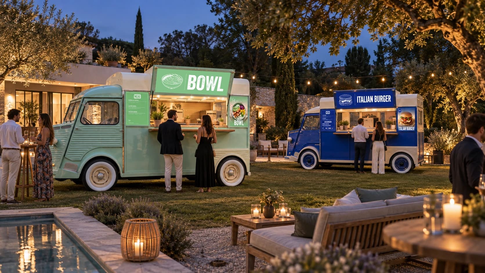 Simulation d’une fête privée en soirée avec les Citroën HY Bowl et Italian Burger
