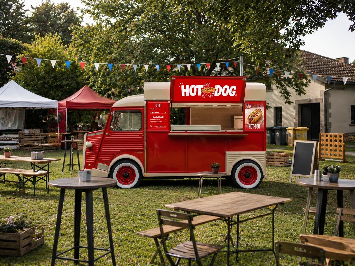 Citroën HY Hot-Dog Grand Public avec personnage illustré sur l’enseigne